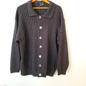 Di Ripabianca Made in Italy 100% Extra Fine Merino Wool Cardigan Sweater Gray